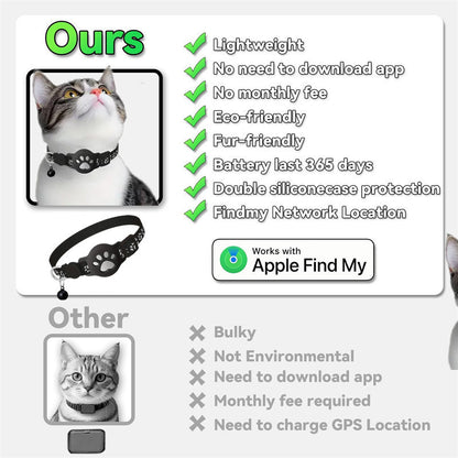 Paw Prints Tracker - Cat Collar with AirTag Holder - Purrfect Pet Haven