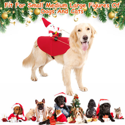 Christmas Santa Pet Outfit - Riding Style Holiday Coat with Bell