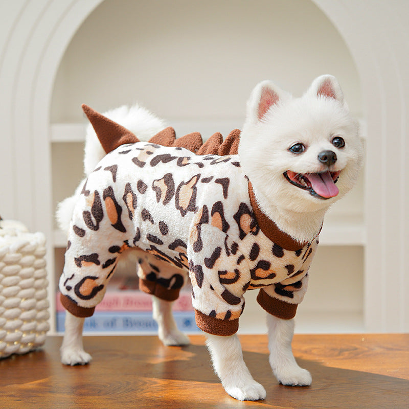 Dino Roar Fleece - Leopard Print Dog Hoodie