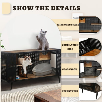 Spacious Cat House - Tempered Glass Design