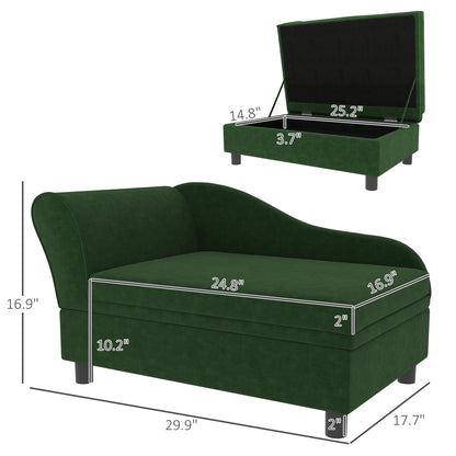Pet Sofa Bed with Storage - Green Couch for Cats & Small Dogs