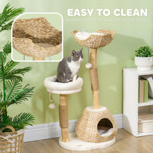 Cat Tree 41" Natural Wood - Jute Posts Condo Beds Toy Balls