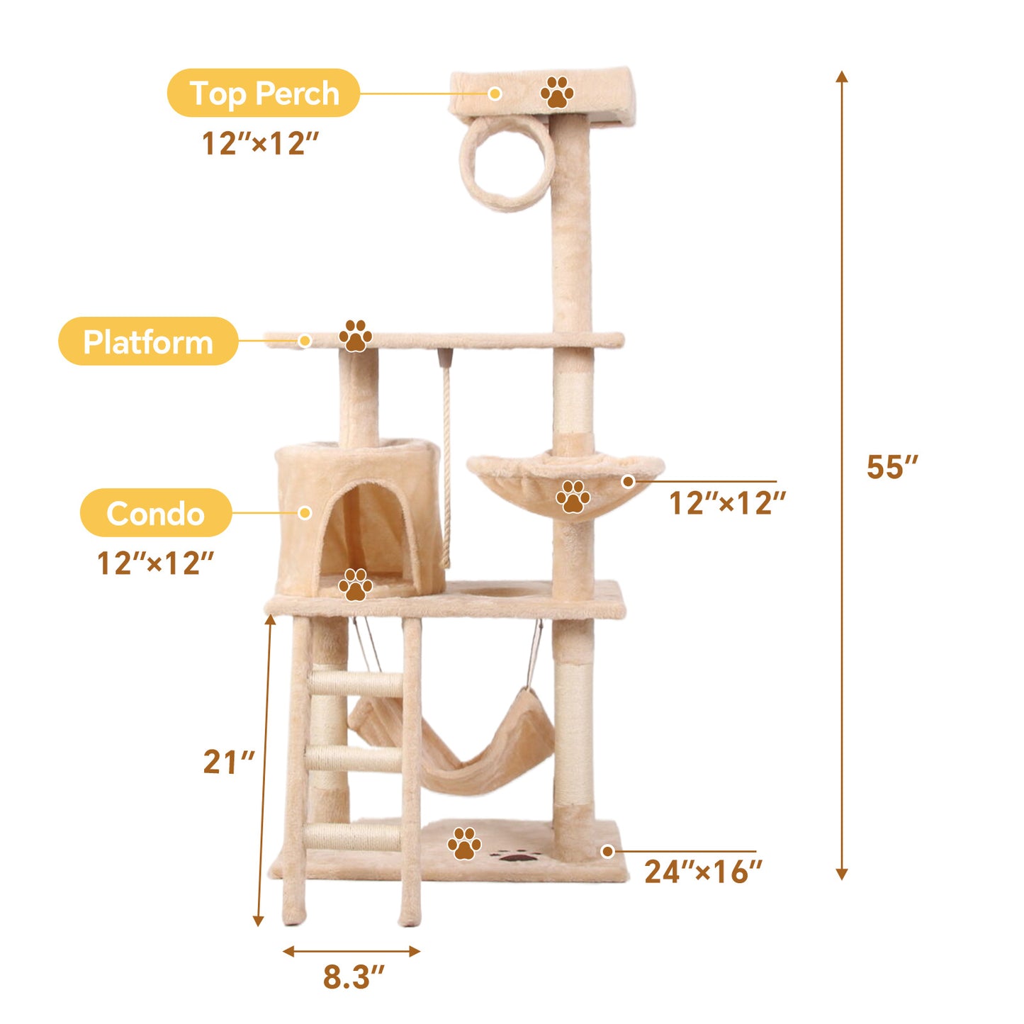 Multi-Level Cat Climbing Frame - Interactive Cat Tree Tower