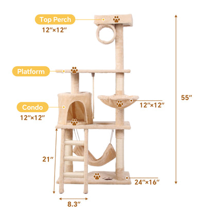Multi-Level Cat Climbing Frame - Interactive Cat Tree Tower