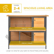 2-Story Large Rabbit Hutch Bunny Cage Wooden Pet House Metal Frame With Rooms