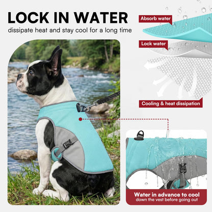 Dog Cooling Jacket For Large Dogs, Pet Cooling Vest With Mesh And D Ring, Dog Reflective Stripe Cooler Jacket For Beach, Hiking, Walking