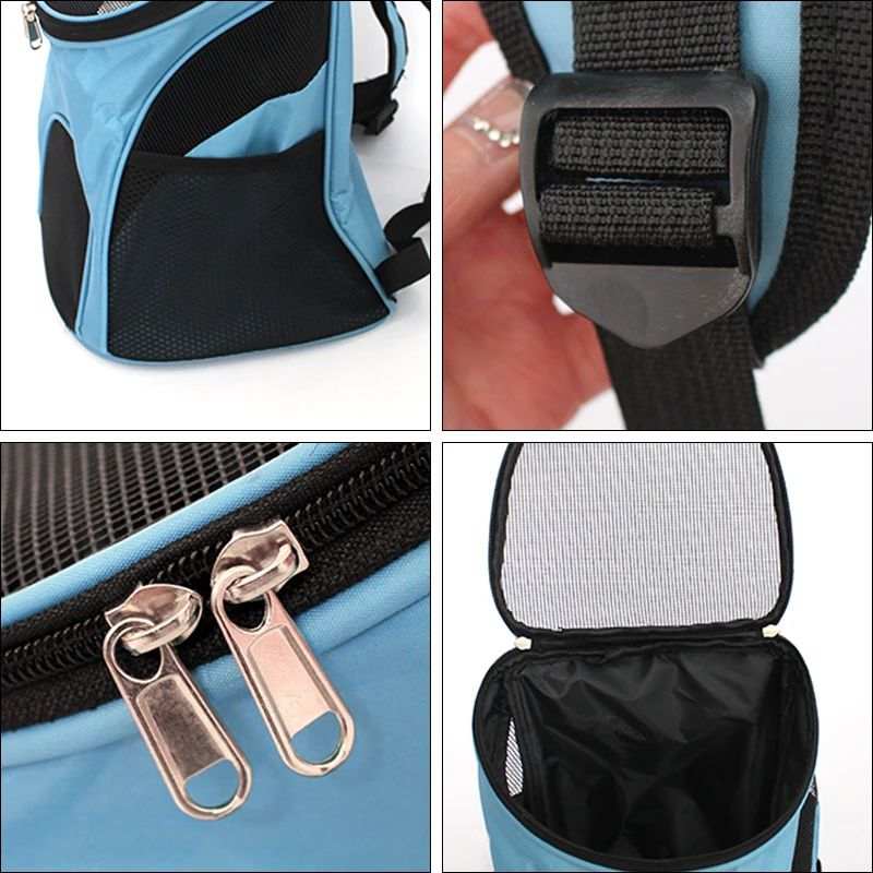 Backpack Pet Bag in blue with mesh pockets and dual zippers for easy pet transport