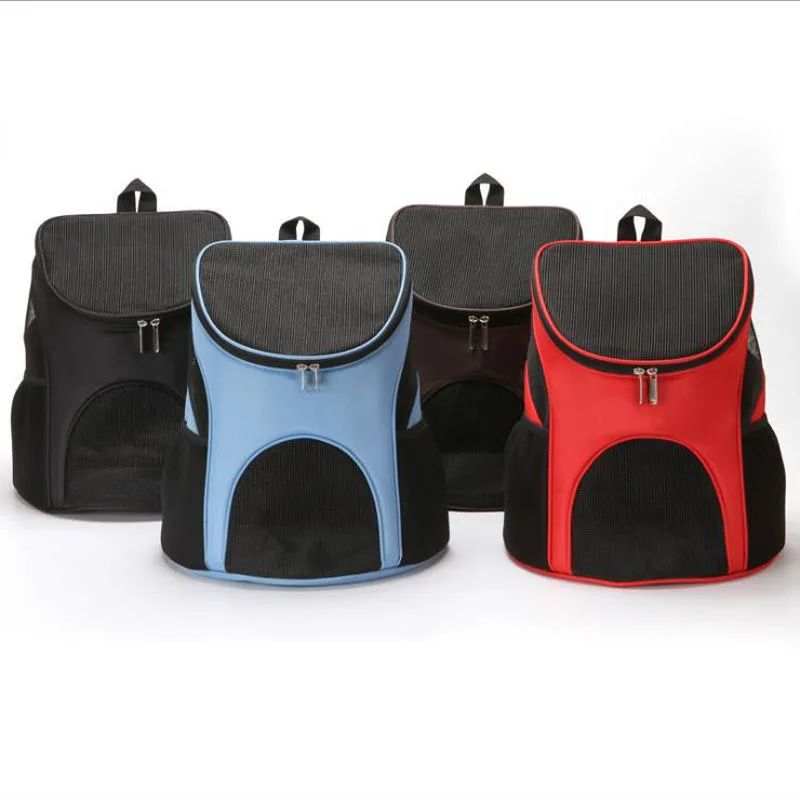 Backpack Pet Bag in black, blue, red, and brown colors for comfortable and stylish pet transport