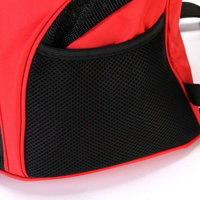Red Backpack Pet Bag with breathable mesh sides for comfortable pet travel