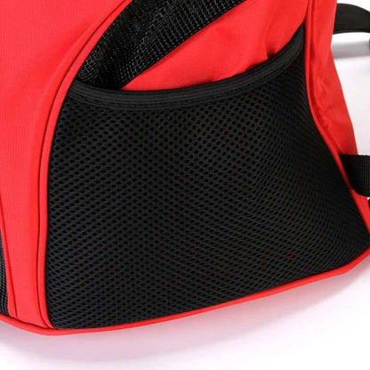 Red Backpack Pet Bag with breathable mesh sides for comfortable pet travel