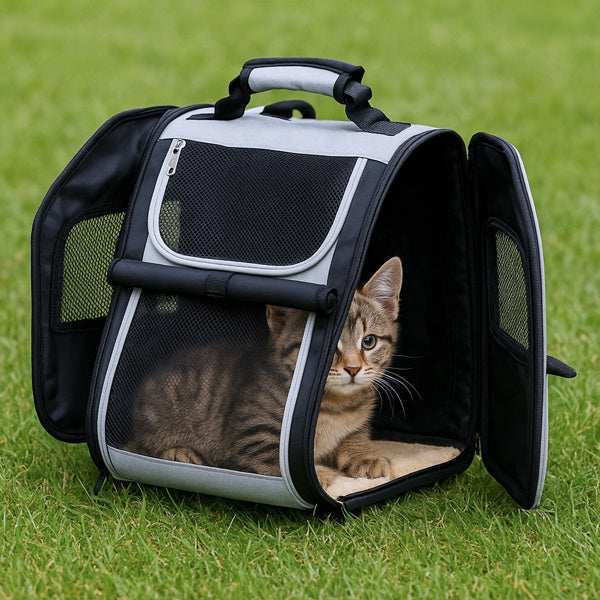 Pet Carrier Backpack - Expandable Travel Bag With Rear Extension