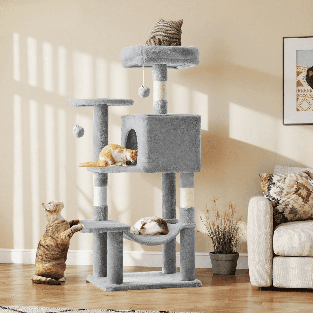 44-Inch Cat Tree - Multi-Level with Hammock & Sisal Posts - Purrfect Pet Haven