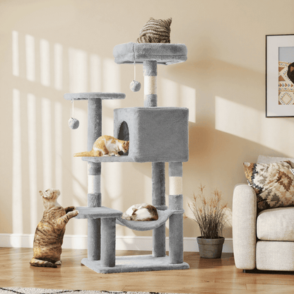 44-Inch Cat Tree - Multi-Level with Hammock & Sisal Posts - Purrfect Pet Haven
