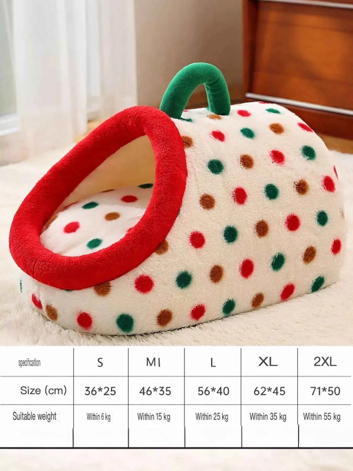 Cozy Polka Dot Pet Nest with Handle