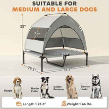 Elevated Dog Bed With Removable Canopy, Portable Outside Raised Pet Cot With Cooling Pad, Storage Bag