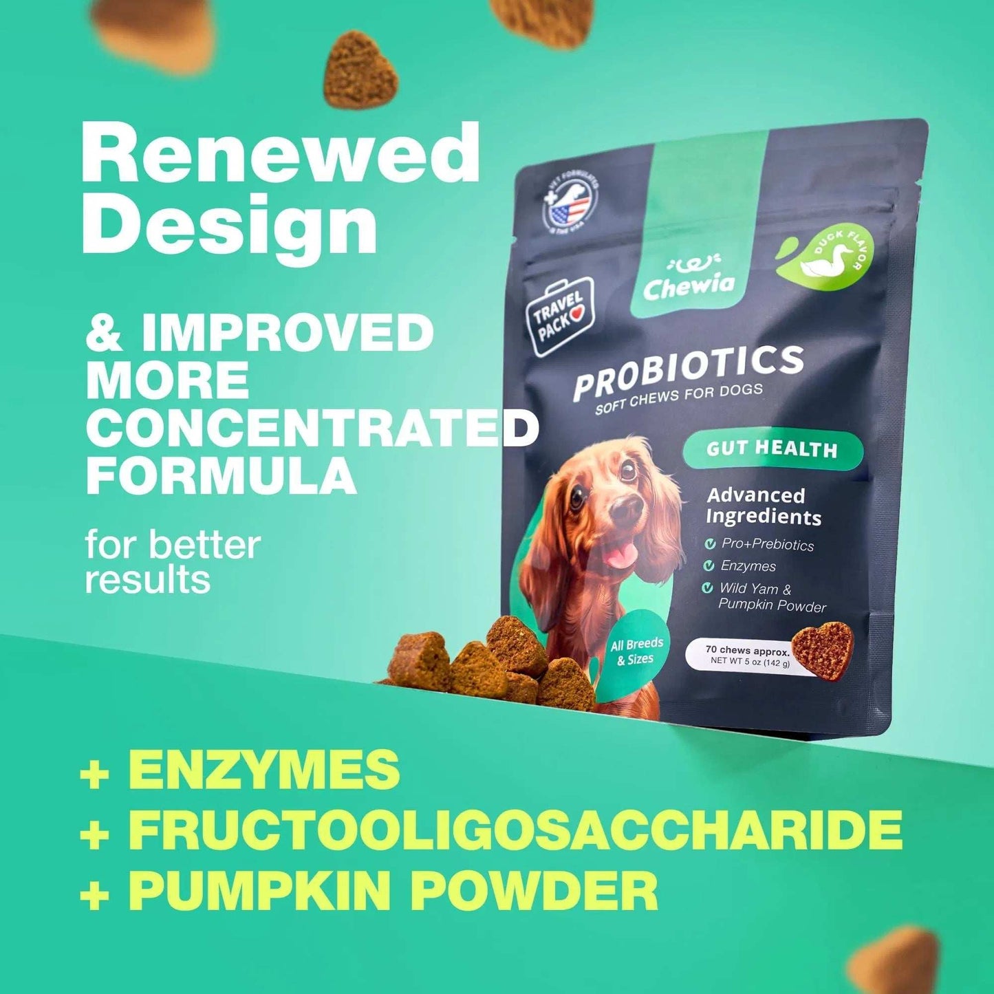 70 Probiotic Chews Support Gut Health, Yeast Balance, Itchy Skin and Allergies For Dogs