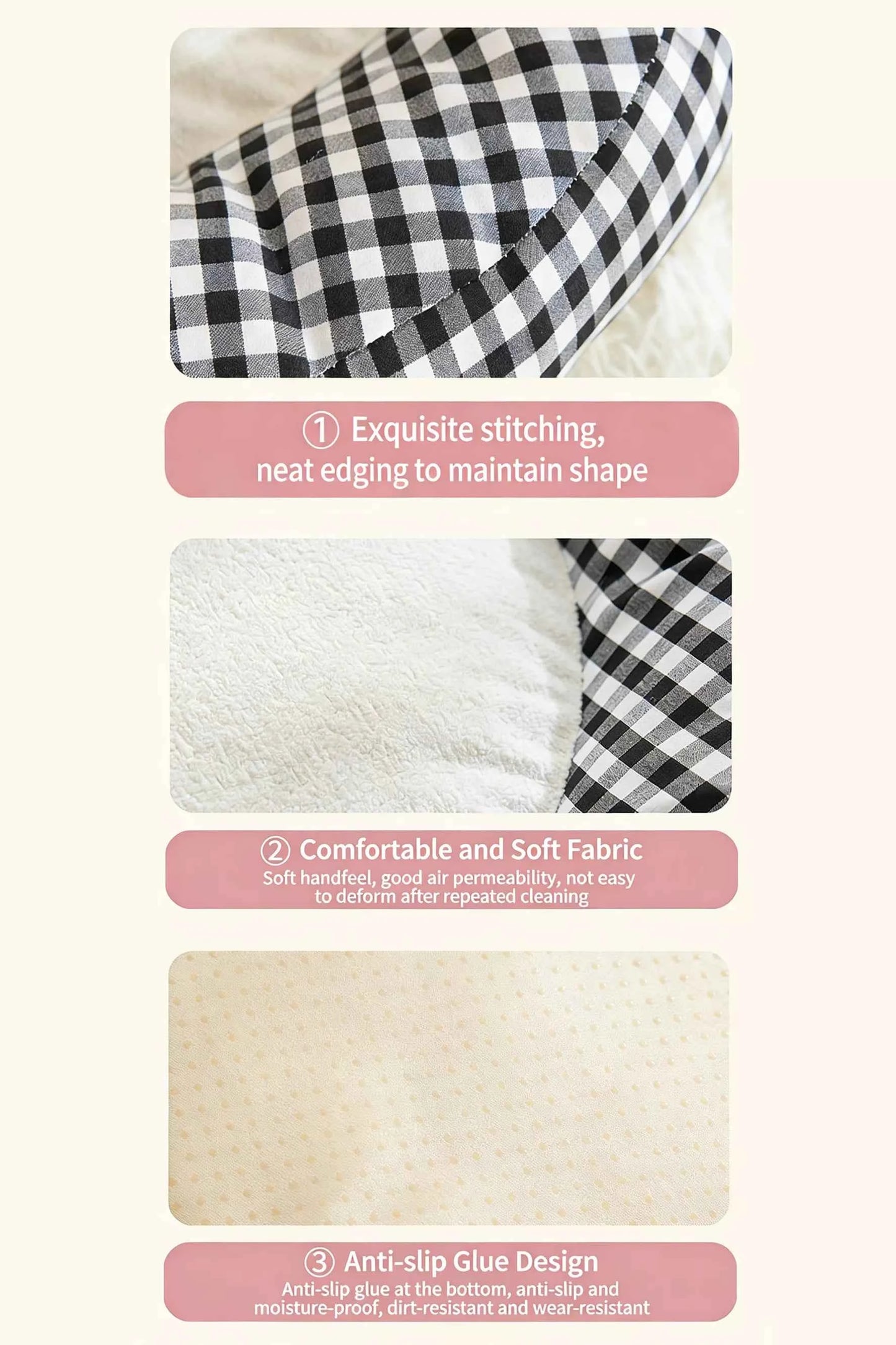 Cartoon Plaid Design Pet Mat with Bow