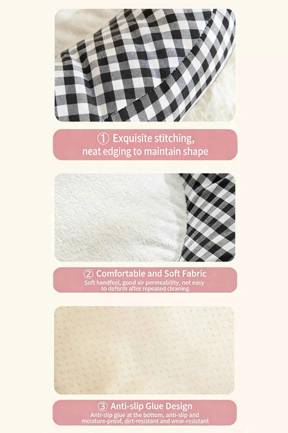 Cartoon Plaid Design Pet Mat with Bow