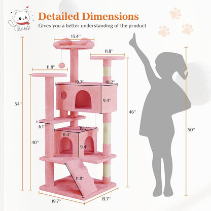 54 Inch Multi-Level Cat Tree Tower