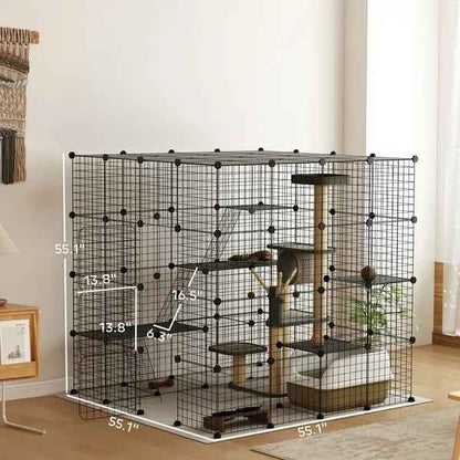 55-Inch Cat Enclosure - 4-Level Indoor Cage for 1-3 Cats - Purrfect Pet Haven