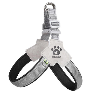 Wefulfil Dog and Cat Harness in gray with adjustable straps and reflective stitching for safety
