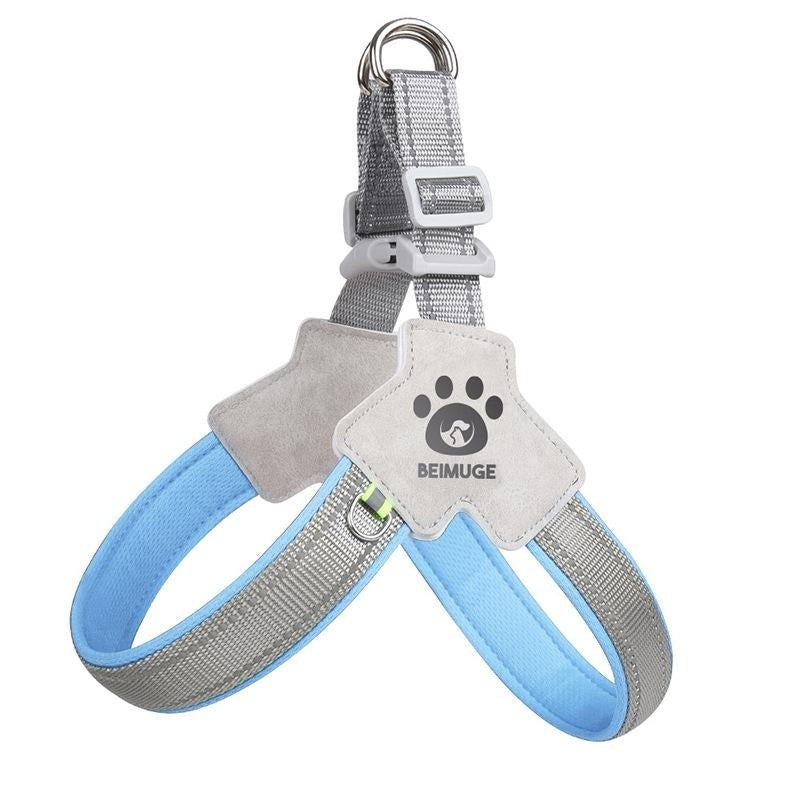 Wefulfil blue and gray adjustable dog and cat harness with padded straps for comfort