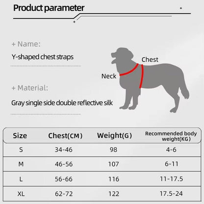 Wefulfil Dog and Cat Harness with Y-shaped chest straps and reflective silk material size chart