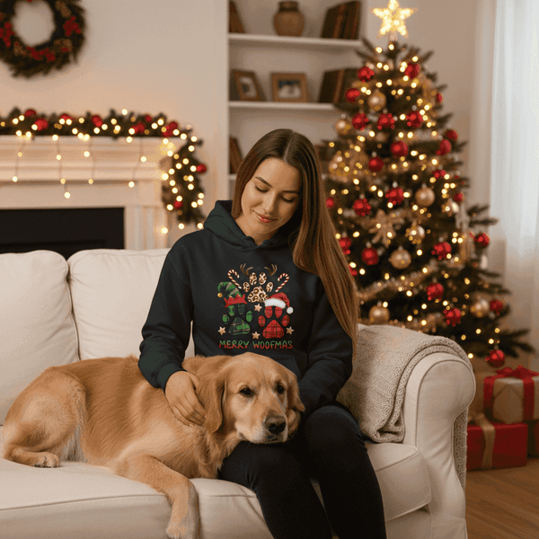 Merry Woofmas Holiday Hoodie with Reindeer Antlers for Dogs - Purrfect Pet Haven