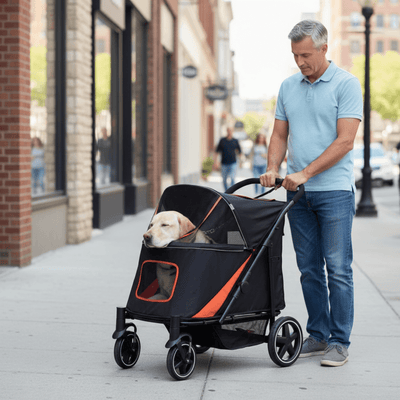 Large Dog Stroller - 1-Click Fold for Senior Dogs - Purrfect Pet Haven