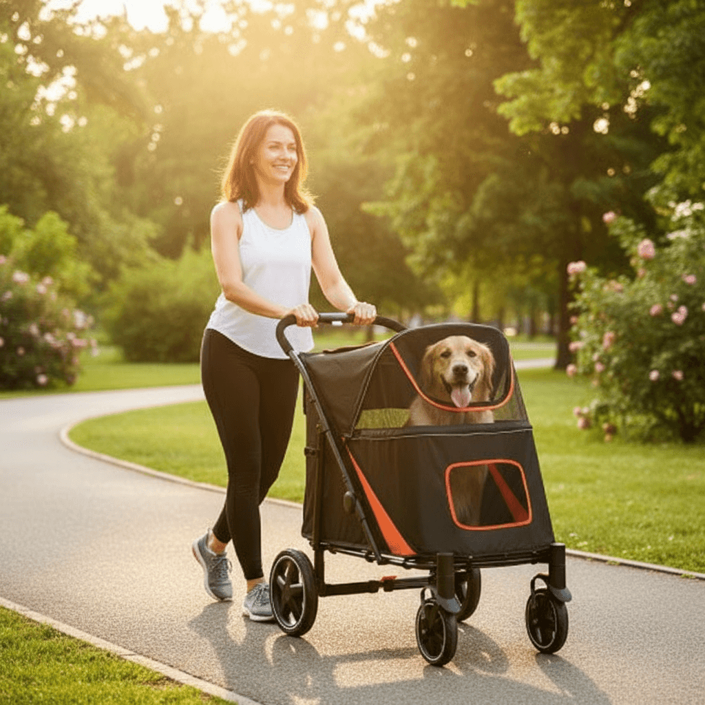 Large Dog Stroller - 1-Click Fold for Senior Dogs - Purrfect Pet Haven