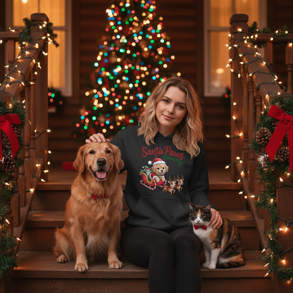 Black Santa Paws is Coming Hoodie