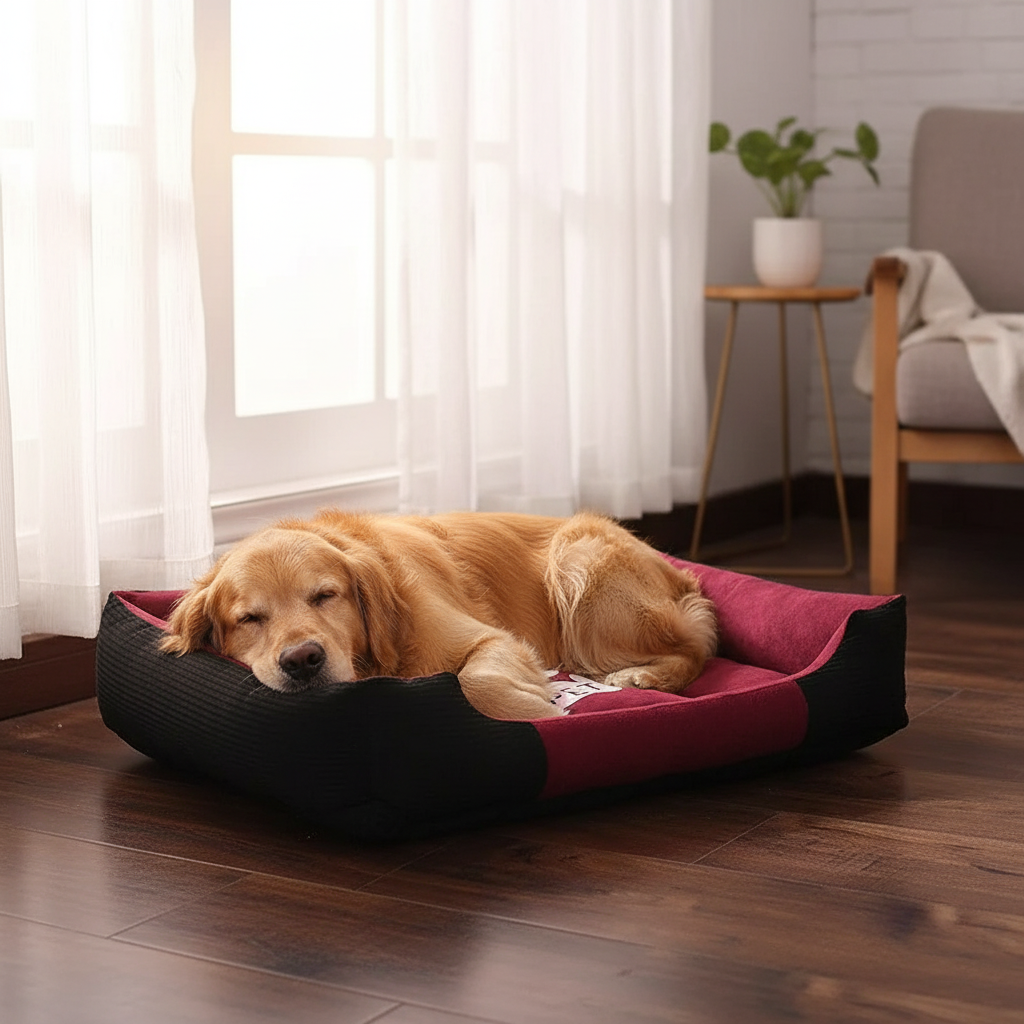 Blue pet bed with Golden Retriever - CORRECT