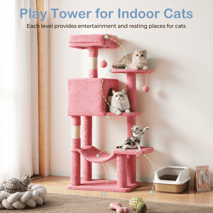 44-Inch Cat Tree - Multi-Level with Hammock & Sisal Posts - Purrfect Pet Haven