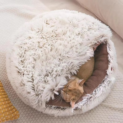 Winter Plush Cat Bed - Round Warm Nest