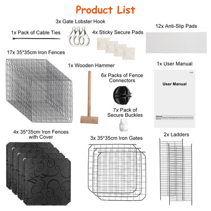 Cat Cage 3 Tier Indoor - Metal Playpen with Doors and Ladders
