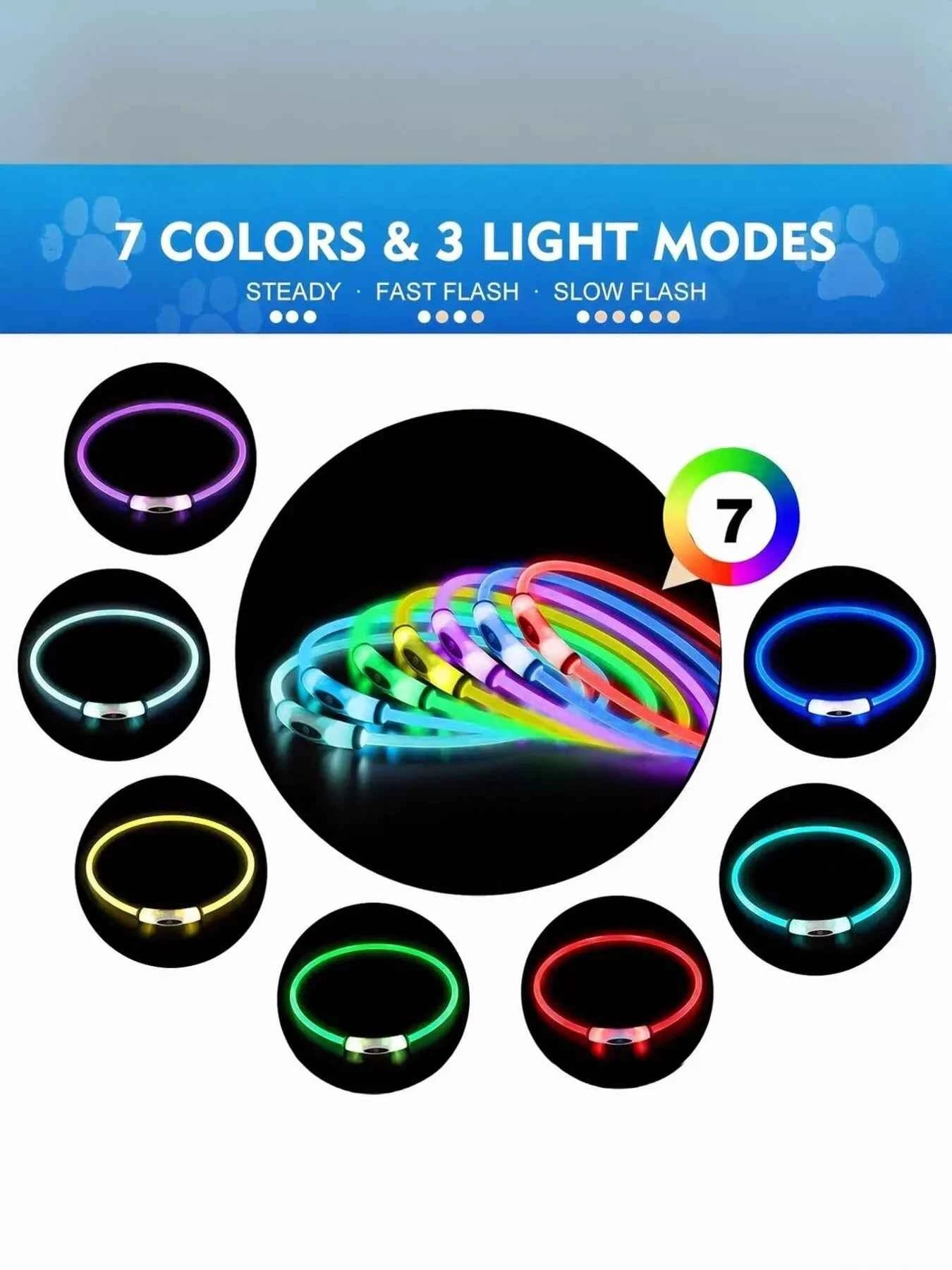 USB Rechargeable Cuttable Full Glow LED Pet Collar for Night Anti-Lost