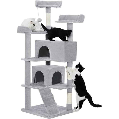 56-Inch Cat Tree Tower - Multi-Level with 2 Condos & Toys - Purrfect Pet Haven
