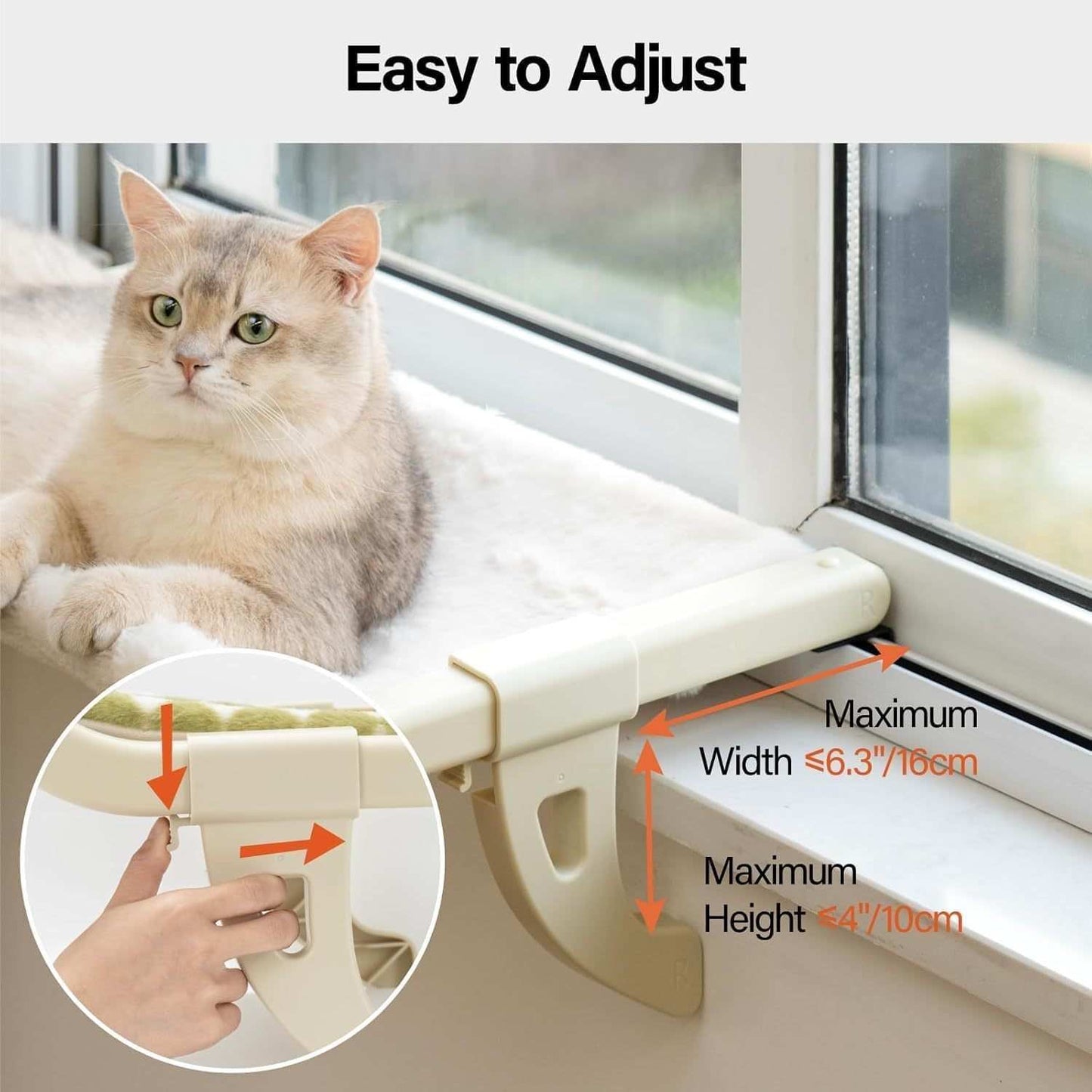 Adjustable Cat Window Perch With One-Step Sliding Clamp