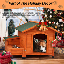 Wooden Cat & Dog House - Fir with Food Bowl & Storage