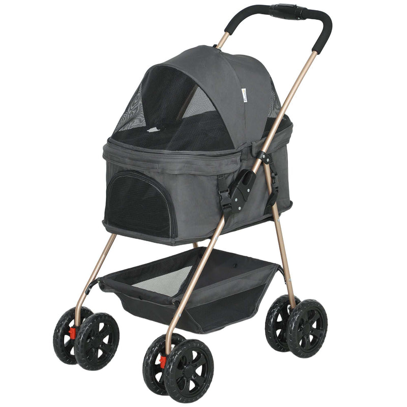 Small Dog 3 In 1 Pet Stroller With Detachable Carrier Storage Basket