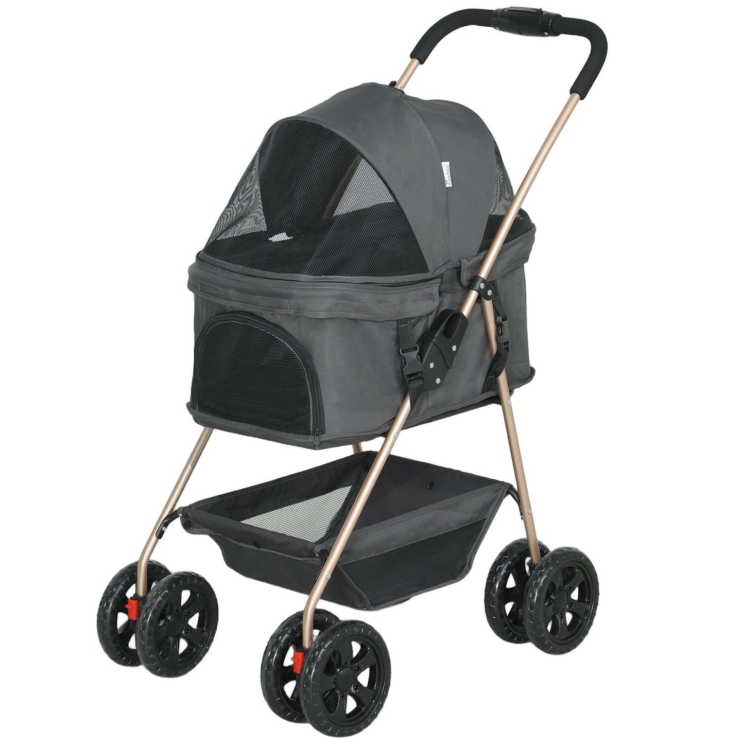 Small Dog 3 In 1 Pet Stroller With Detachable Carrier Storage Basket