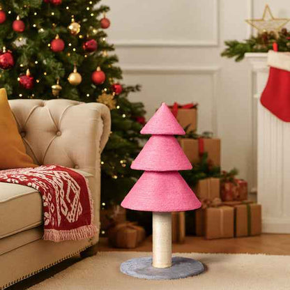 Christmas Tree Cat Scratcher - 31.5" Sisal Post in Pink