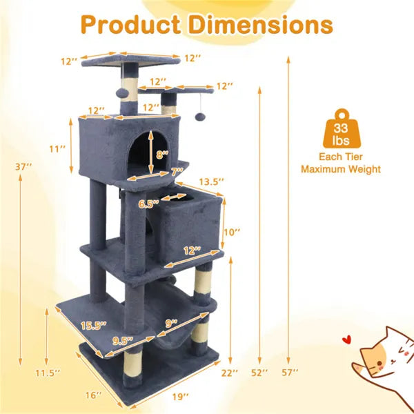 Multi-Level Cat Tree - Multi-Cat Households with Sisal Scratching Posts