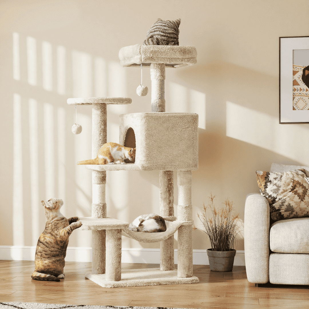 44-Inch Cat Tree - Multi-Level with Hammock & Sisal Posts - Purrfect Pet Haven