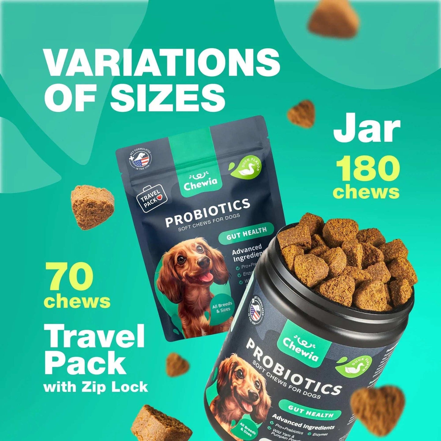 70 Probiotic Chews Support Gut Health, Yeast Balance, Itchy Skin and Allergies For Dogs