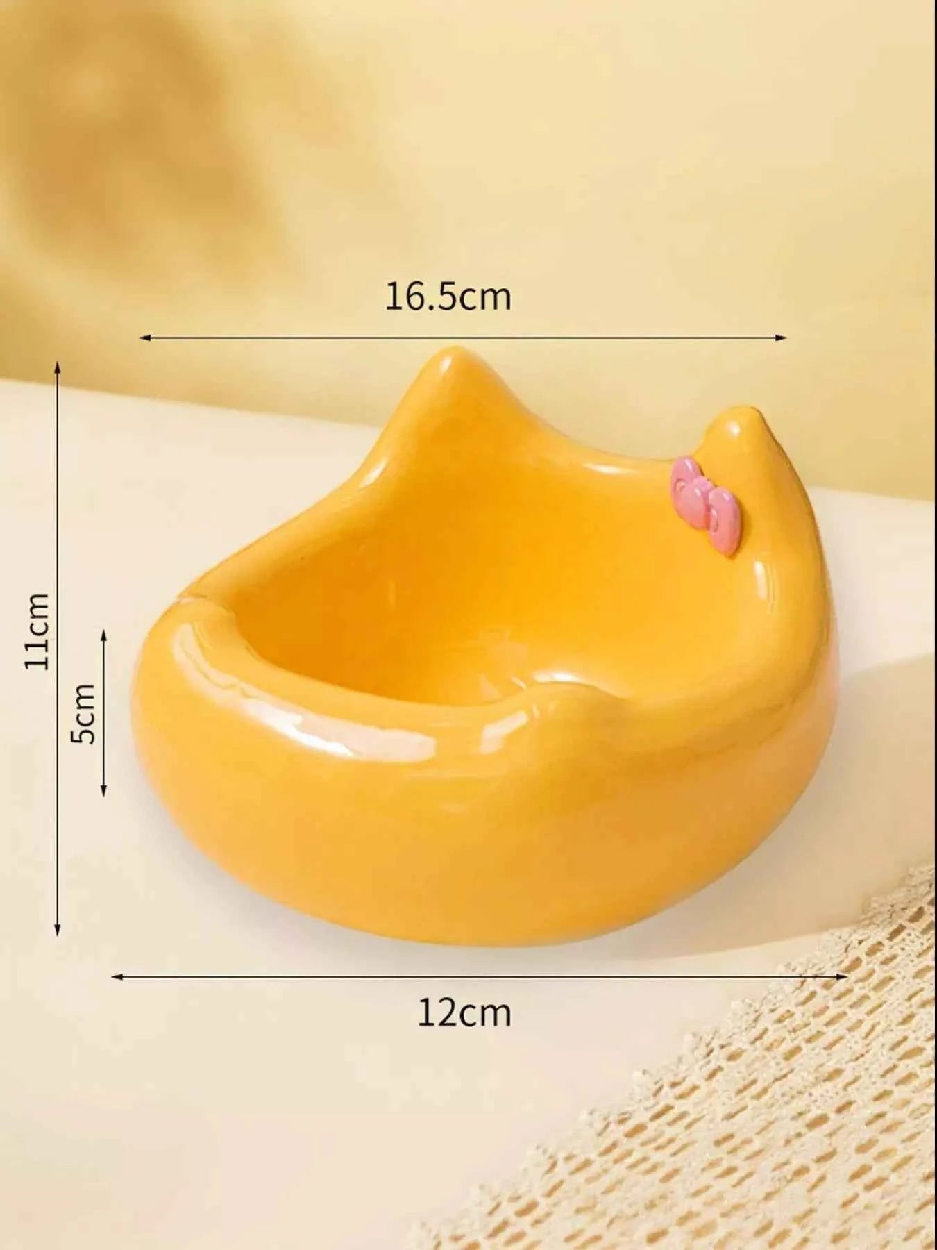 Ceramic Pet Bowl with Bowknot