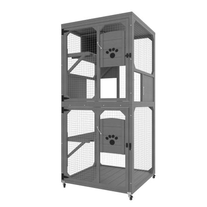 Catio Outdoor Cat Enclosure - 4 Tier Window Access with Wheels
