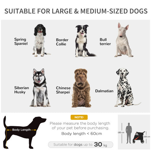 Large Dog Stroller - Foldable with 1-Click by PawHut