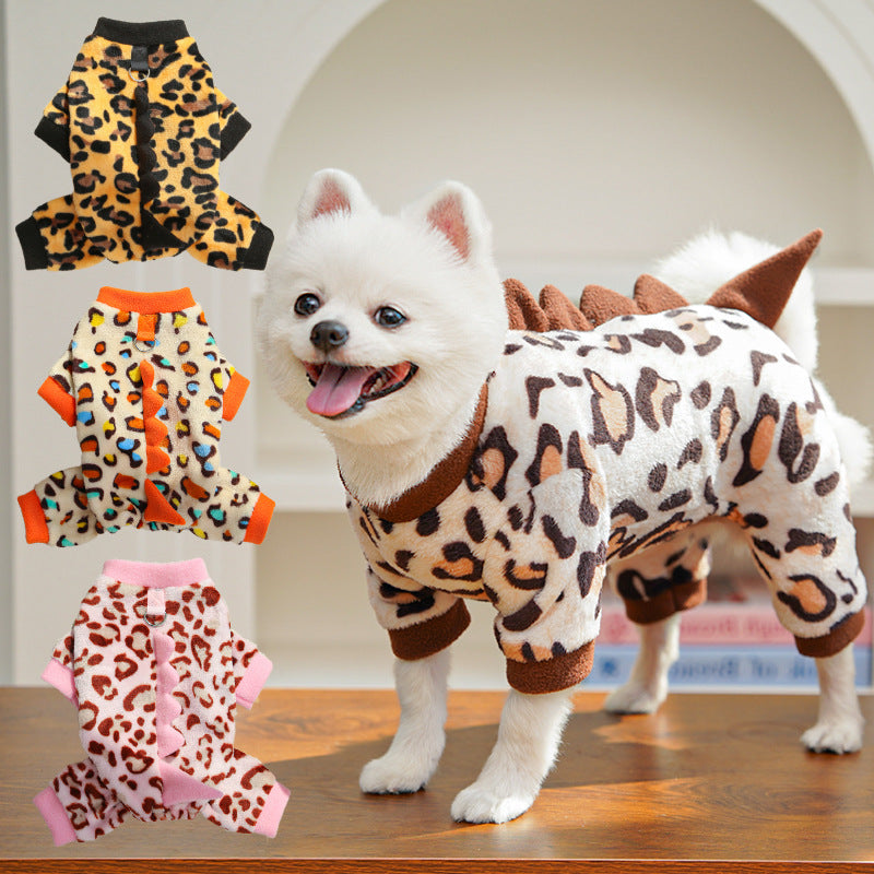 Dino Roar Fleece - Leopard Print Dog Hoodie