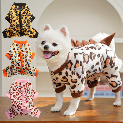 Dino Roar Fleece - Leopard Print Dog Hoodie